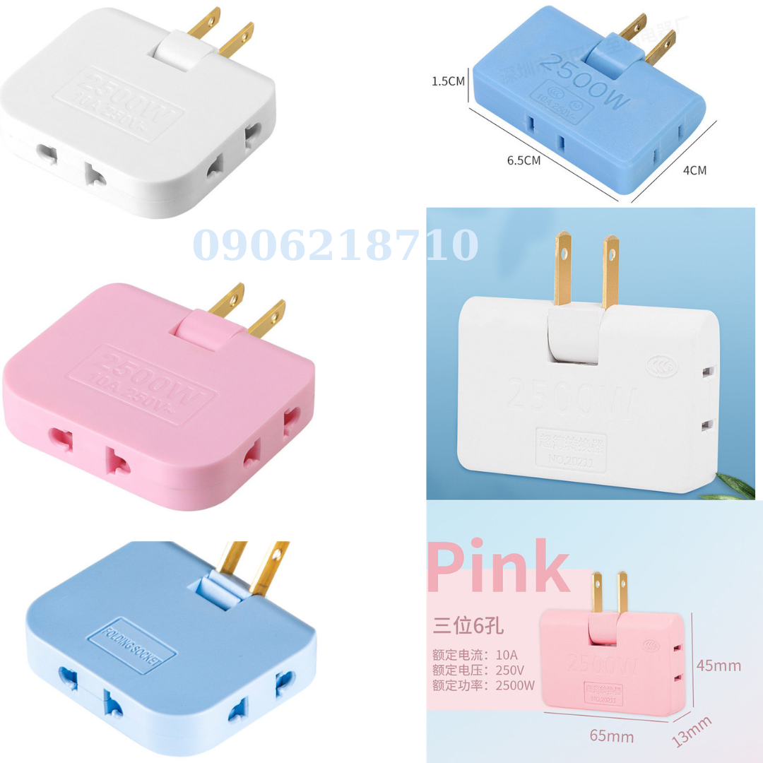Ổ Cắm Điện Đa Năng Chuyển Đổi Chia 3, Xoay 180 Độ