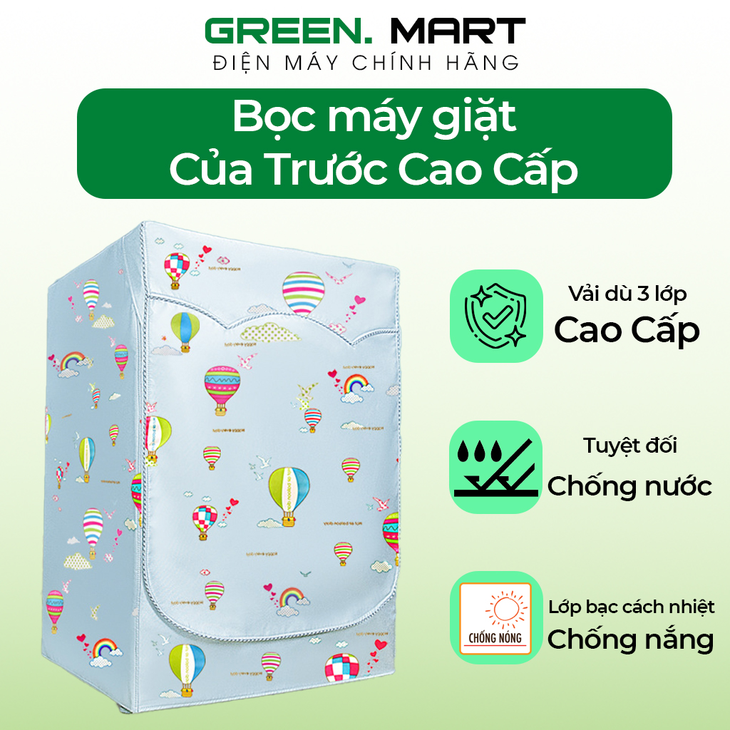 Áo trùm máy giặt cửa ngang | Bọc máy giặt vải peva 3 lớp chống bụi chống nắng chống nước | Tấm phủ máy giặt cửa ngang cho máy 9 đến 12kg