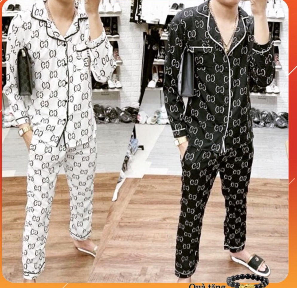 💝 SIÊU SALE FOR MEN 💝 Bộ Đồ Ngủ Dài Tay Chất Kate Bộ Pijama Lụa Dài Tay Phù Hợp Cả Nam Và Nữ R44