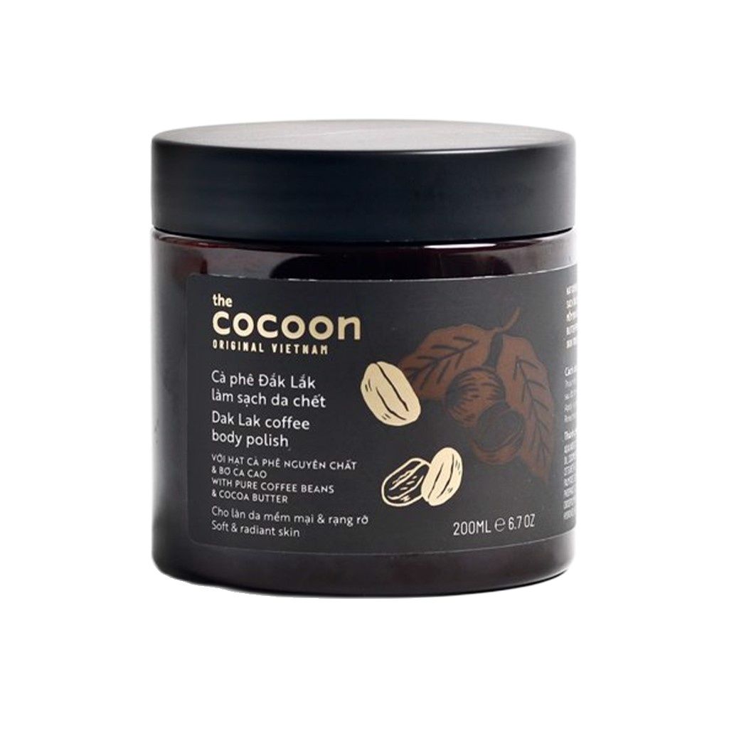 Tẩy tế bào chết cà phê đắk lắk cocoon làm sạch da chết toàn thân 200ml dak lak coffee body polish