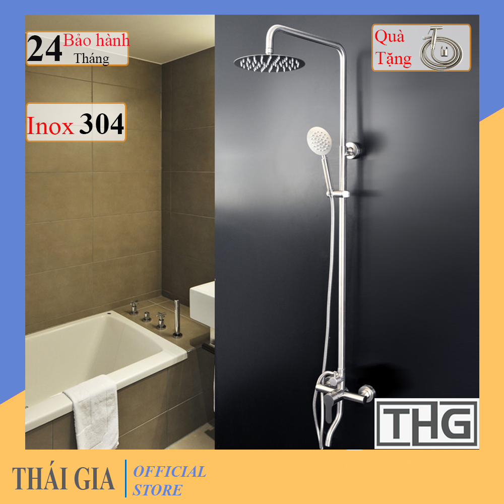 Bộ sen cây tắm đứng nóng lạnh Korea Inox 304 (Bảo hành 2 năm - 1 đổi 1 trong vòng 7 ngày), sen cây tắm đứng, sen cây inox 304