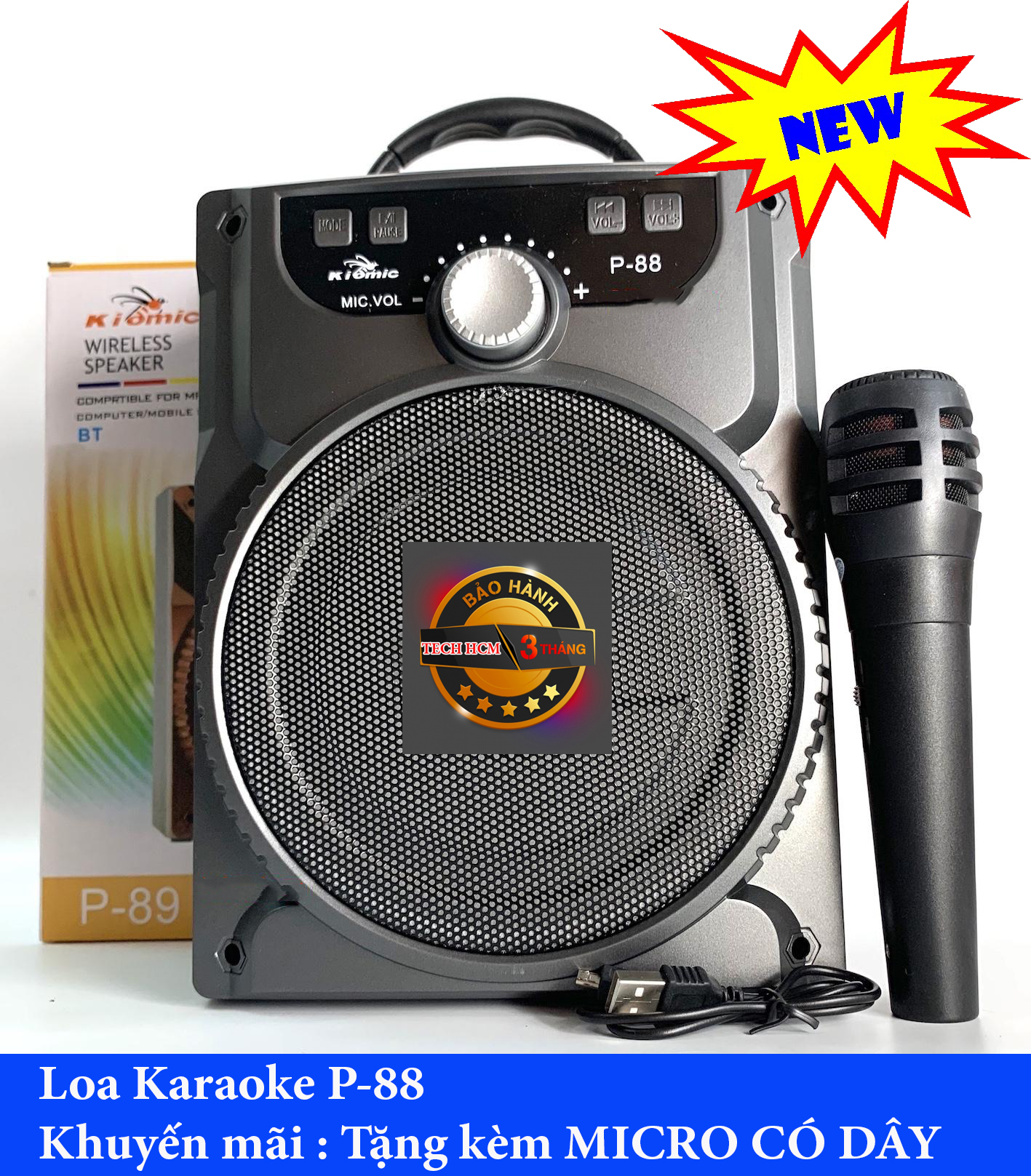 [Phiên Bản Mới 2021] TOP Loa Xách Tay - Loa Kẹo Kéo Có Mic Hát Karaoke Nghe Nhạc Bluetooth, Loa Xách Tay P-88 , Công Suất 40W Đèn Led Thông Minh Cảm Ứng Theo Điệu Nhạc Cực Ảo.