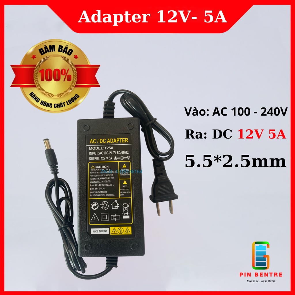 Nguồn adapter 12v - 5a chân 5.5 * 2.5mm chất lượng cao