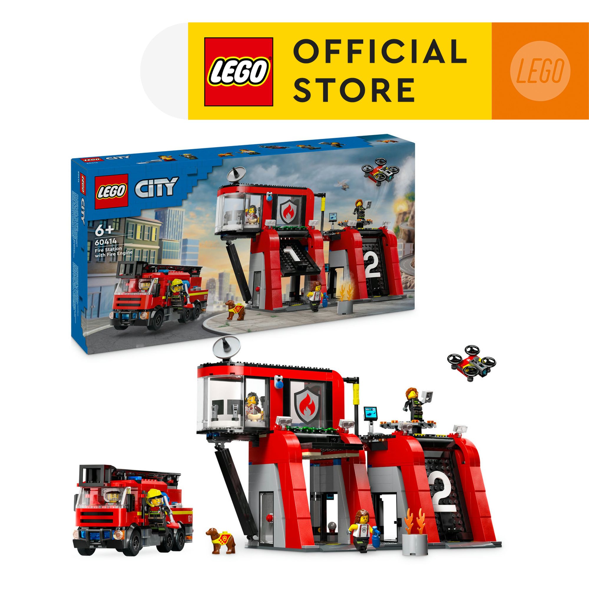 Lego city 60414 đồ chơi lắp ráp trạm cứu hỏa và xe cứu hỏa