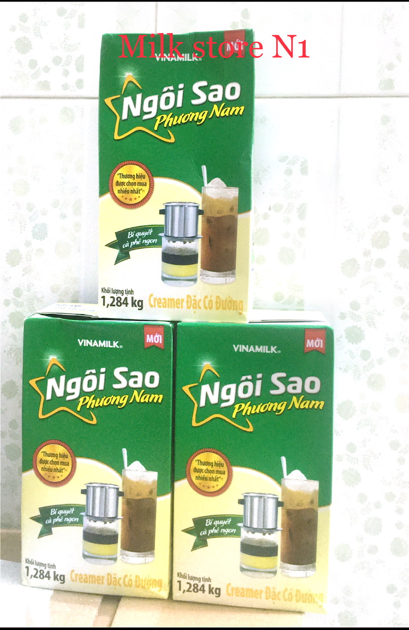 3 Hộp Kem đặc có đường Ngôi sao Phương Nam Xanh lá hộp 1,284kg