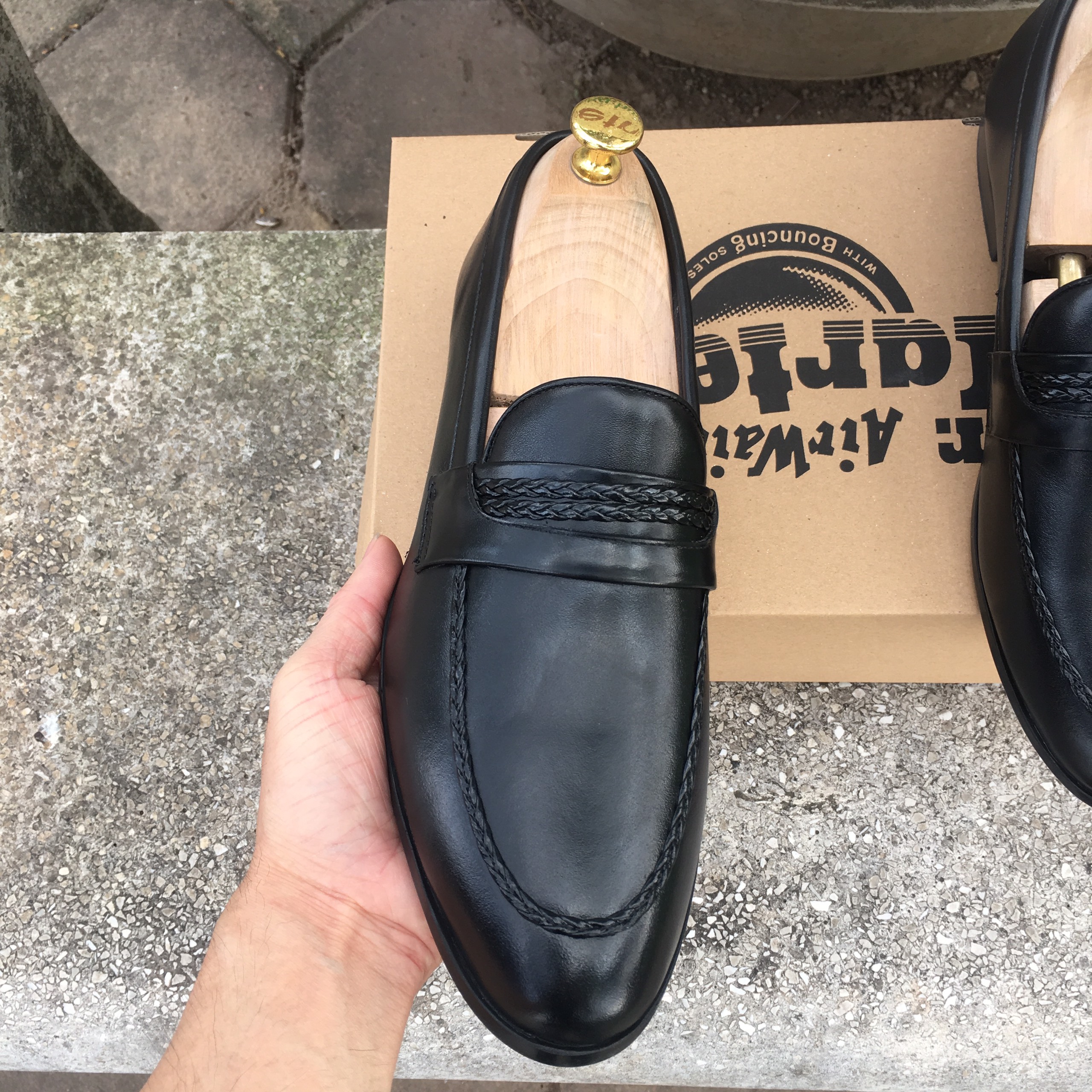 Giày lười da bò nam đế cao su