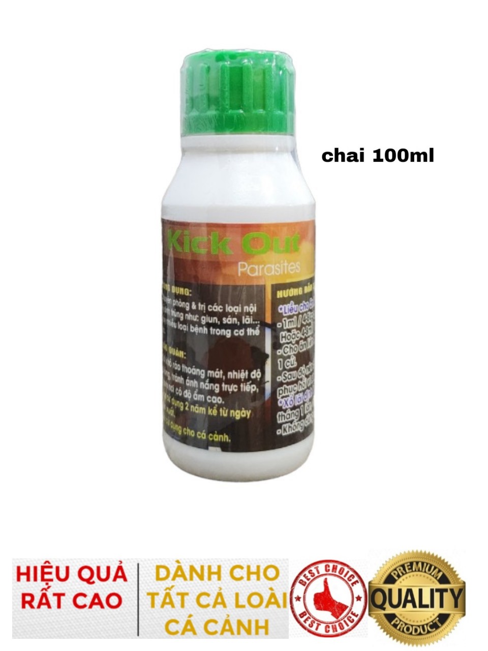 Xổ lãi Kick Out chuyên dùng cho cá Koi cá Vàng cá Rồng và Guppy - chai 100ml