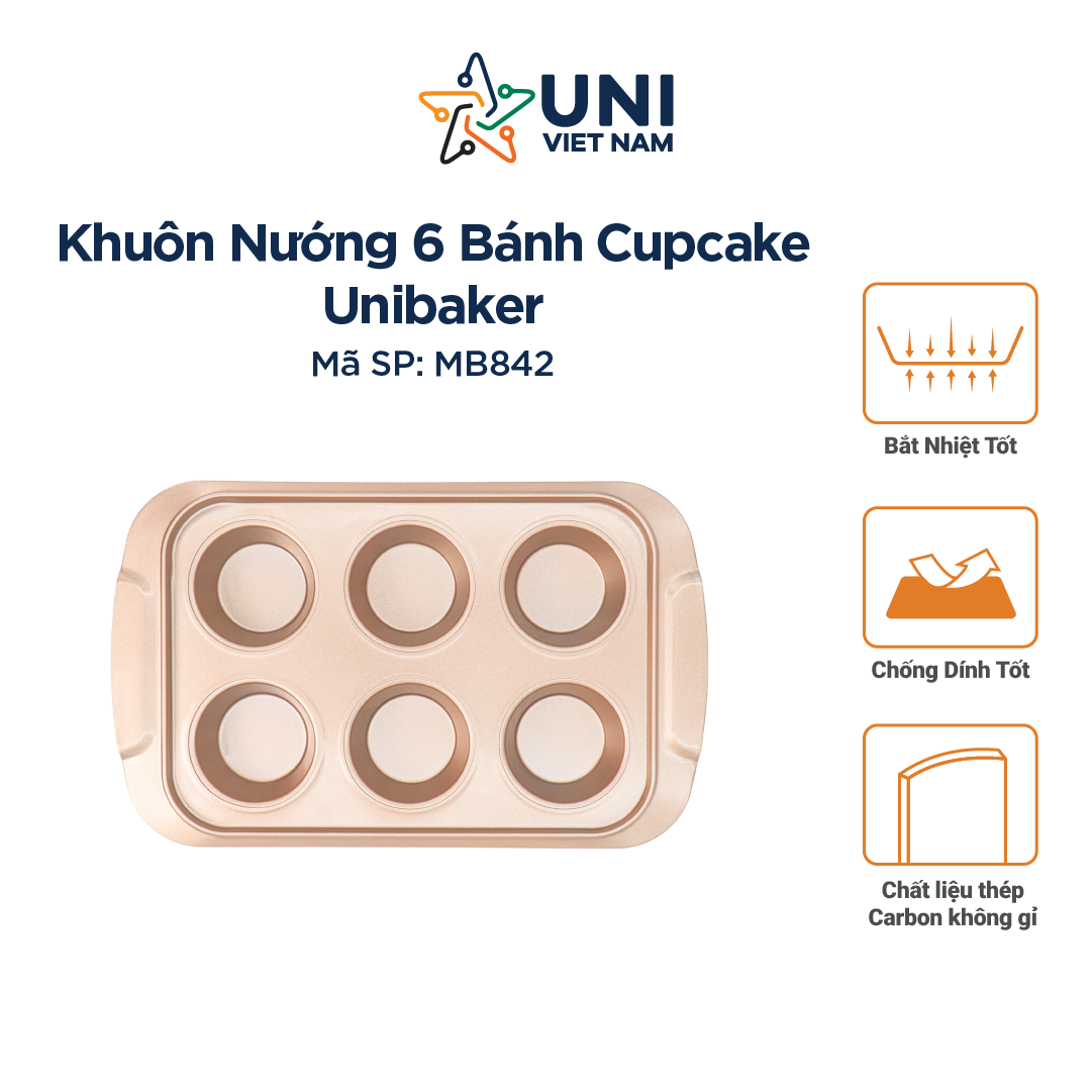 Khuôn nướng 6 bánh Cupcake Unibaker MB842