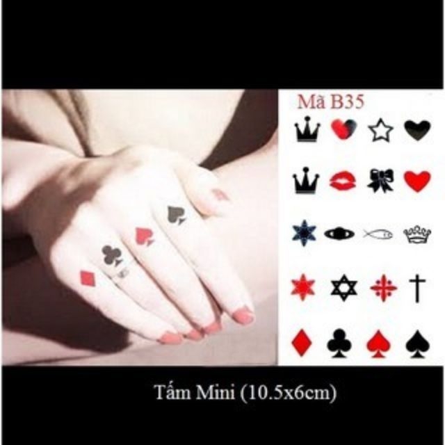 Hình dán tatoo mini nhiều hình nhỏ aq009, xăm dán tatoo không chống nước