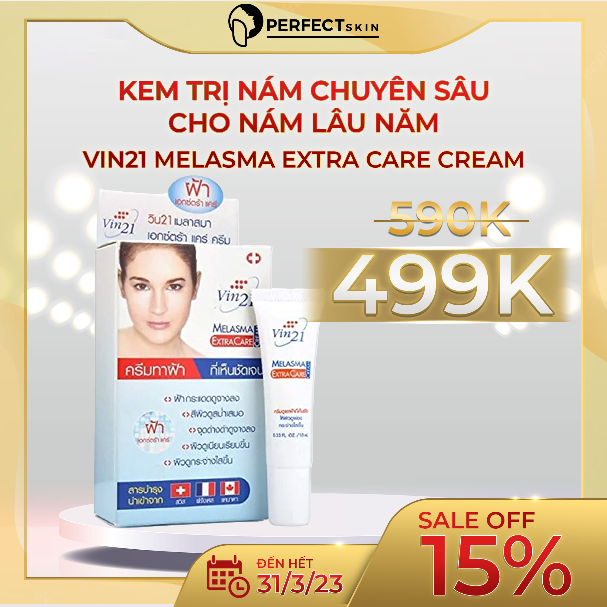 Kem cho da bị Nám lâu năm chuyên sâu Vin21 Melasma Extra Care Cream - 15ml