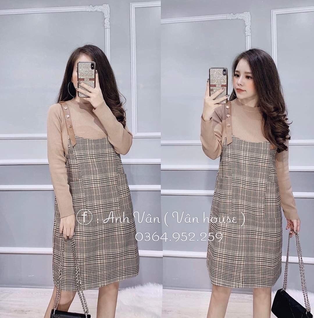 Sỉ sét váy len zip + yếm dạ dây da hàng thiết kế (Kèm ảnh thật)