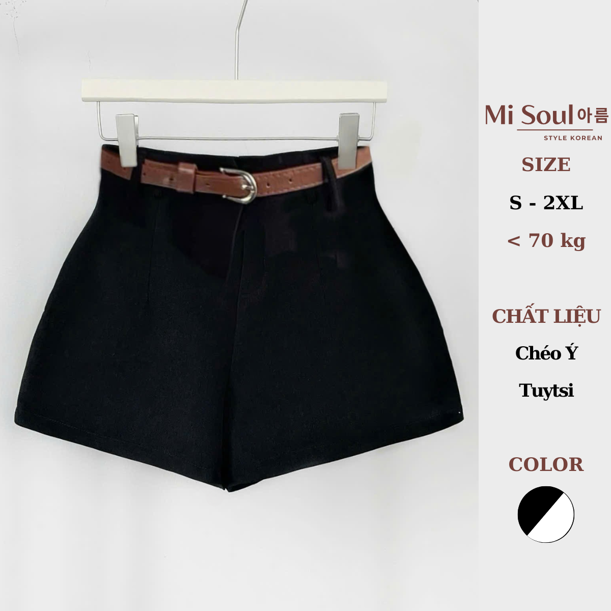 Quần Short Nữ Cạp Cao Misoul Dáng A Thiết Kế Đai Lưng BigSize Quần Đùi Nữ Ống Rộng Lưng Cao MiSoul 411 - 470