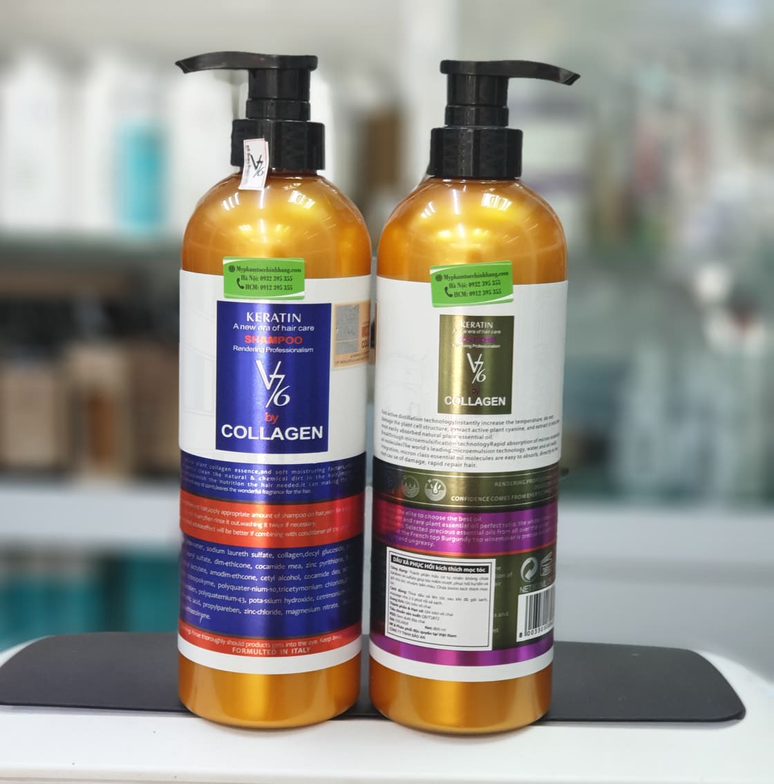 Cặp gội xả v76 kích thích mọc tóc, phục hồi các loại tóc bị hư tổn colagen&keratin v76 800ml