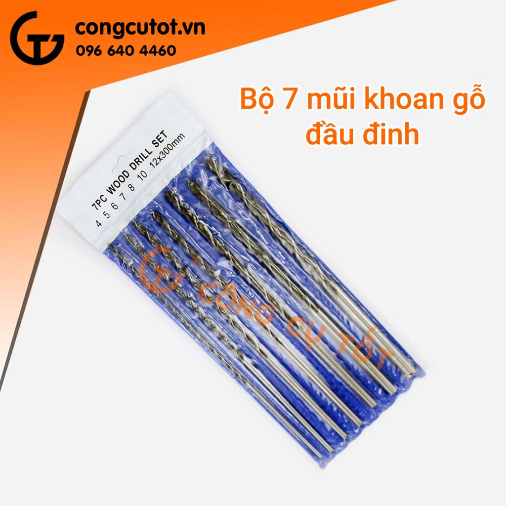 Bộ 7 mũi khoan gỗ đầu đinh 4-12mm dài 300mm