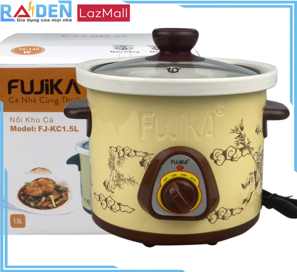 Nồi Nấu Chậm 1.5L/2.5LNồi Kho CáNồi Chưng Yến ĐiệnNồi Nấu Cháo Fujika dùng nấu cháo cho bé kho cá kho thịt chưng yến hầm thức ănnấu chậm giữ nguyên hương vị