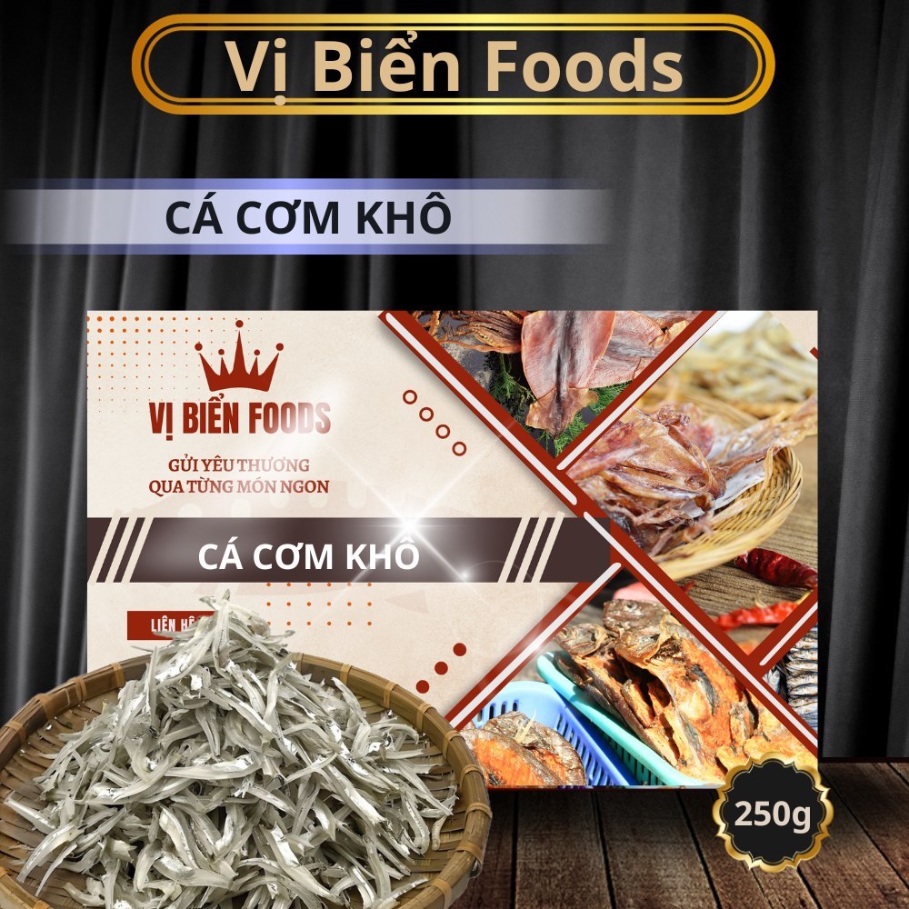 Cá cơm khô nguyên chất Vị Biển 250gr Hút Chân Không quà tặng xuất ngoại, khô cá cơm không đầu, cá cơm sấy giòn, khô cá cơm trắng loại 1