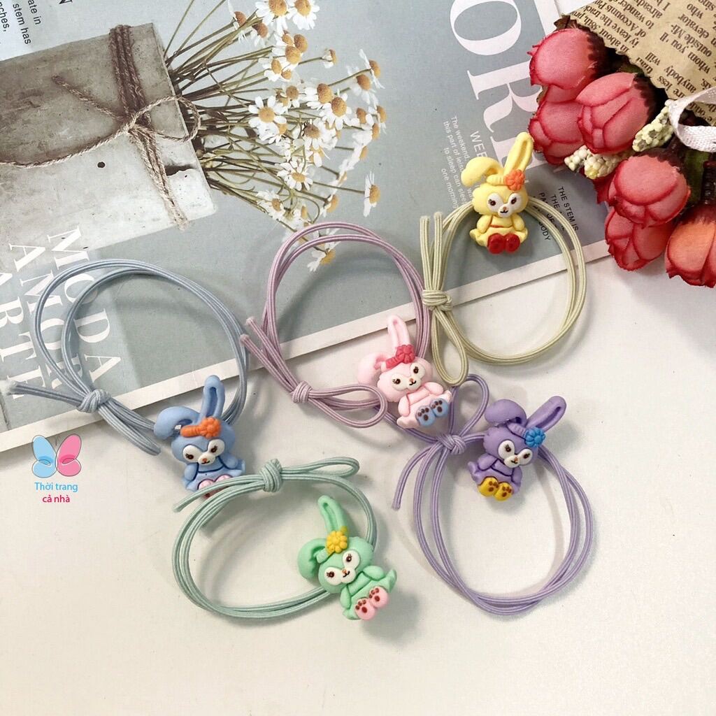 2 dây buộc tóc thun đôi màu hình thỏ - DBT22