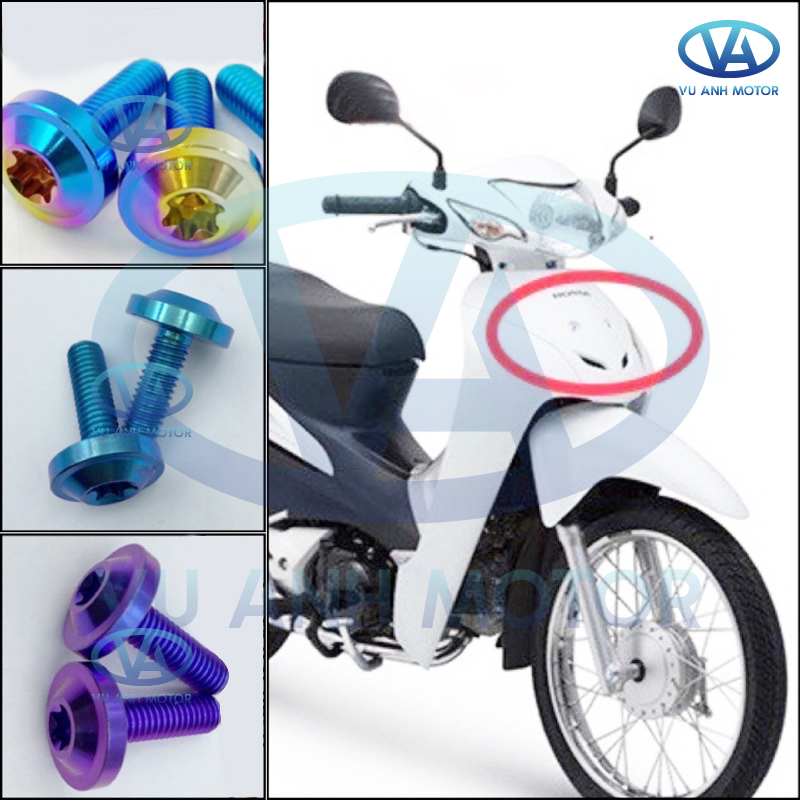 Ốc titan gr5 gắn mặt nạ xe wave 50cc, wave a 100cc, wave 110cc 2007-2022