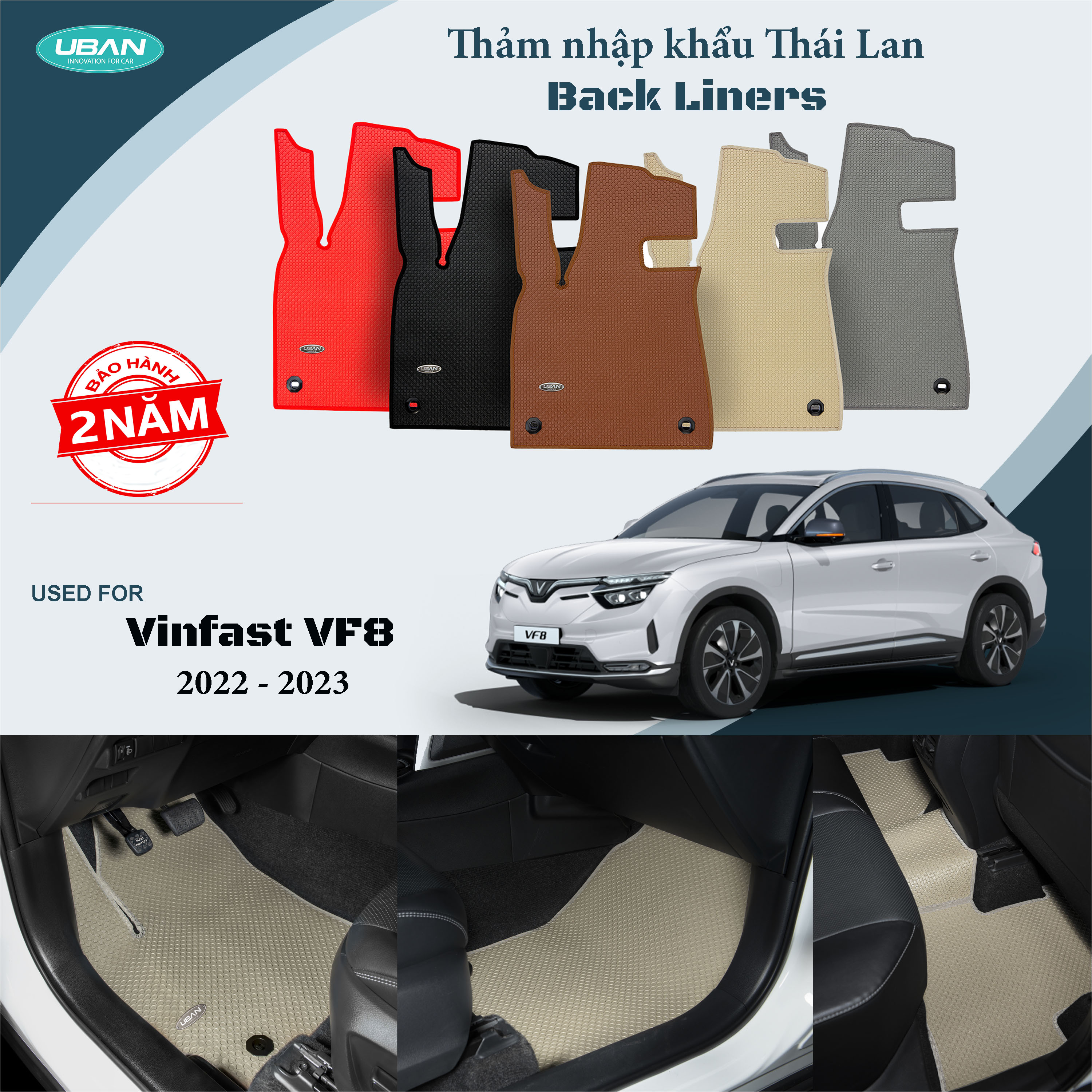 Thảm lót sàn ô tô uban xe vinfast vf8 - nhập khẩu thái lan