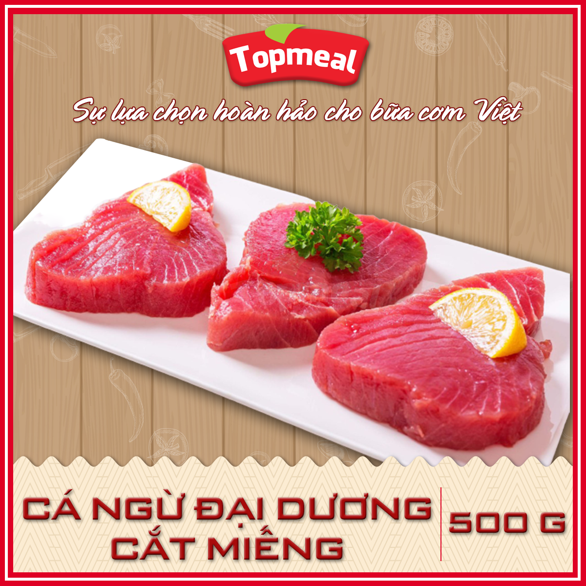 HCM - Cá ngừ đại dương cắt miếng 500g - Thích hợp làm Sashimi, Sushi, nướng, chiên,... - [Giao nhanh TPHCM]