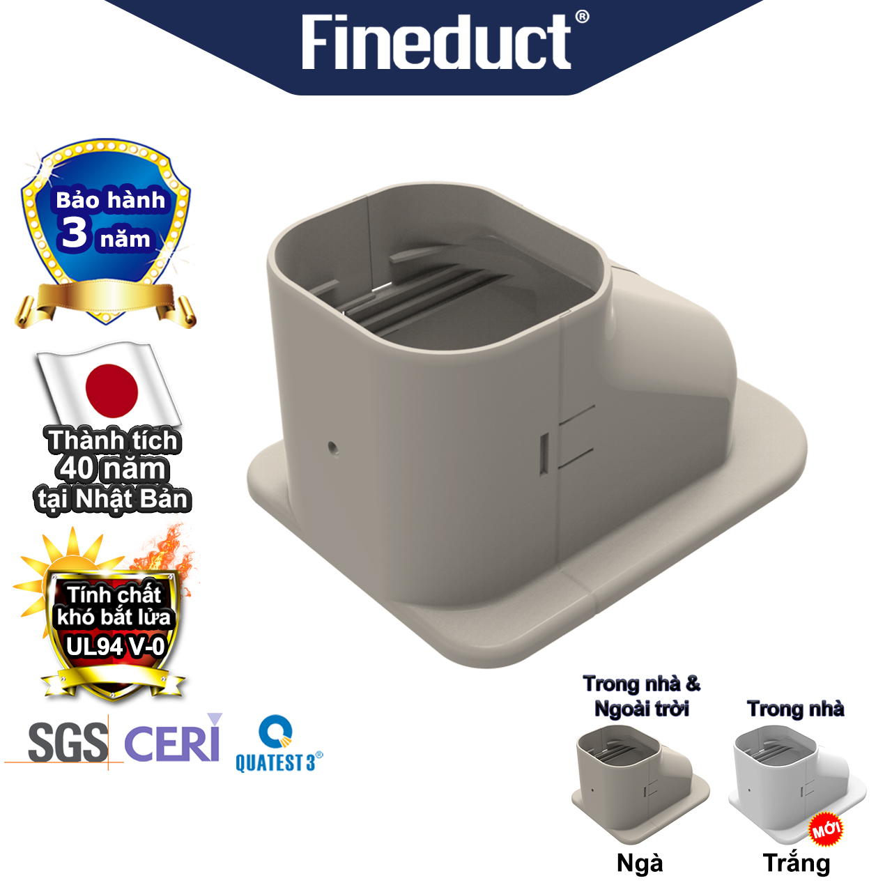 Trunking nhựa fineduct chụp áp trần màu ngà pa - 80/100/120/140 - hàng nhập khẩu chính hãng