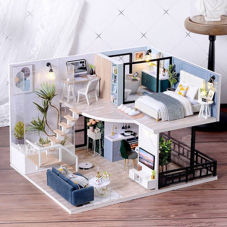 Kèm mica và keo dán - mô hình nhà gỗ lắp ráp diy - l032 the satisfied time