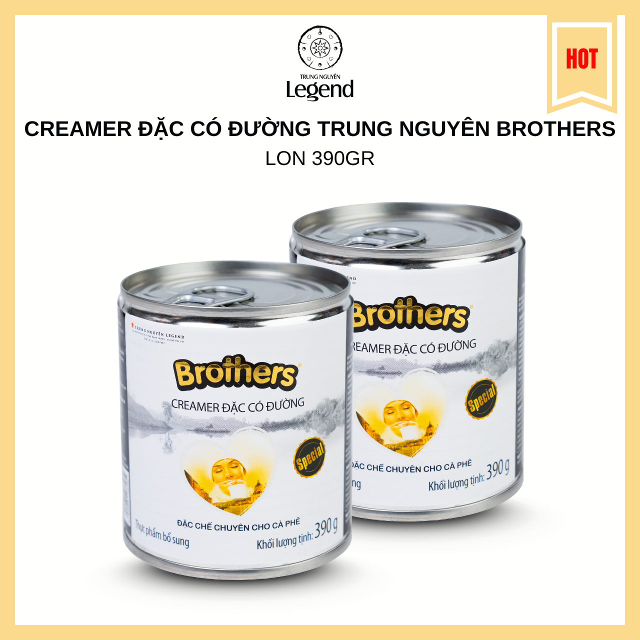 [Combo 2 Cans] Trung Nguyen Legend Brothers Condensed Milk - 390Gr Can - Coffee Ingredients