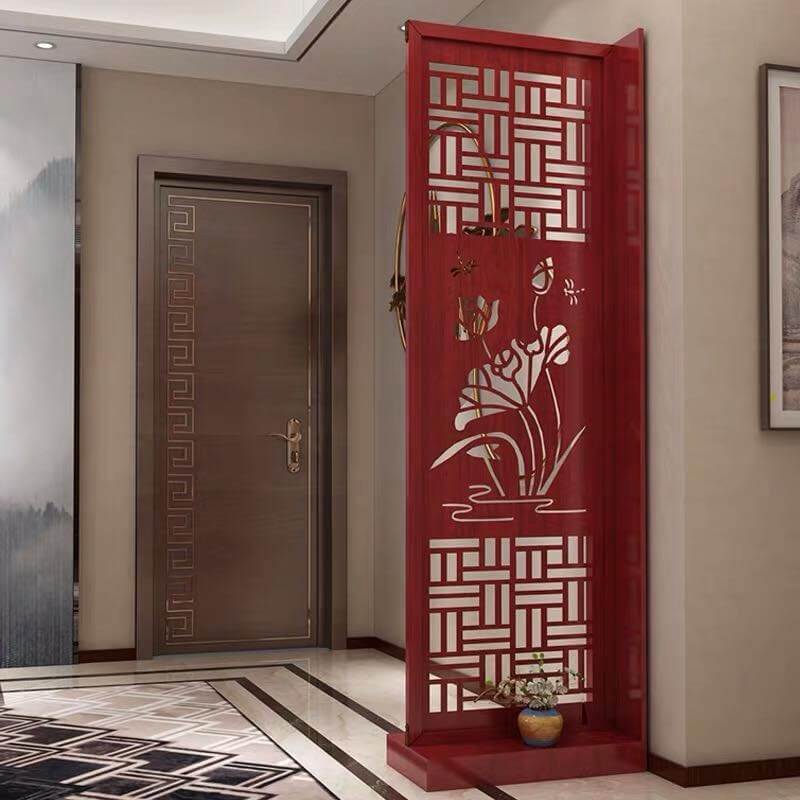 Vách Bình Phong Bông Sen Vân Gỗ 60x190x30cm