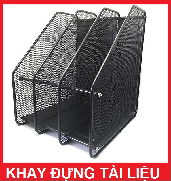 Khay để tài liệu văn phòng 3 ngăn đứng bằng lưới thép cao cấp MSS96