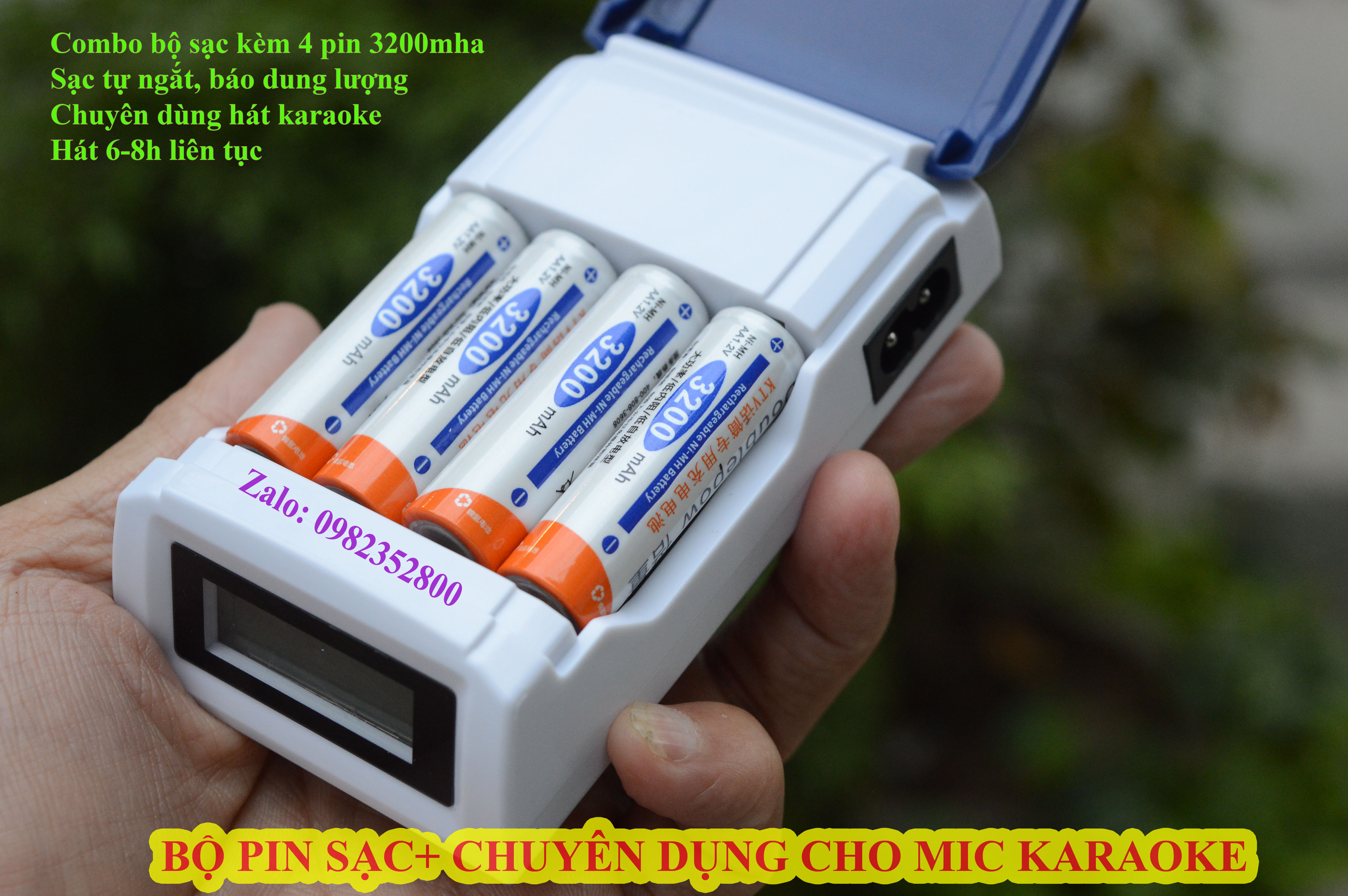 Sạc tự ngắt +4 viên pin 3300mah siêu bền, chuyên cho micro