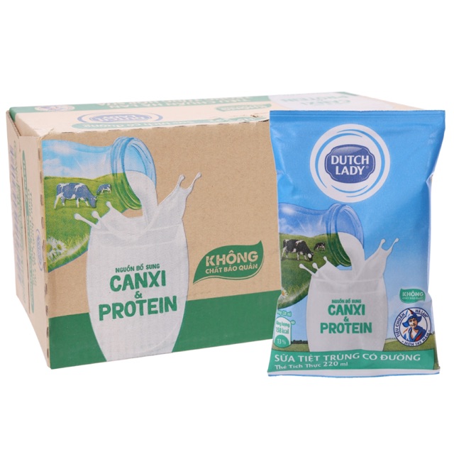 Thùng 48 bịch sữa tươi tiệt trùng hà lan 220ml