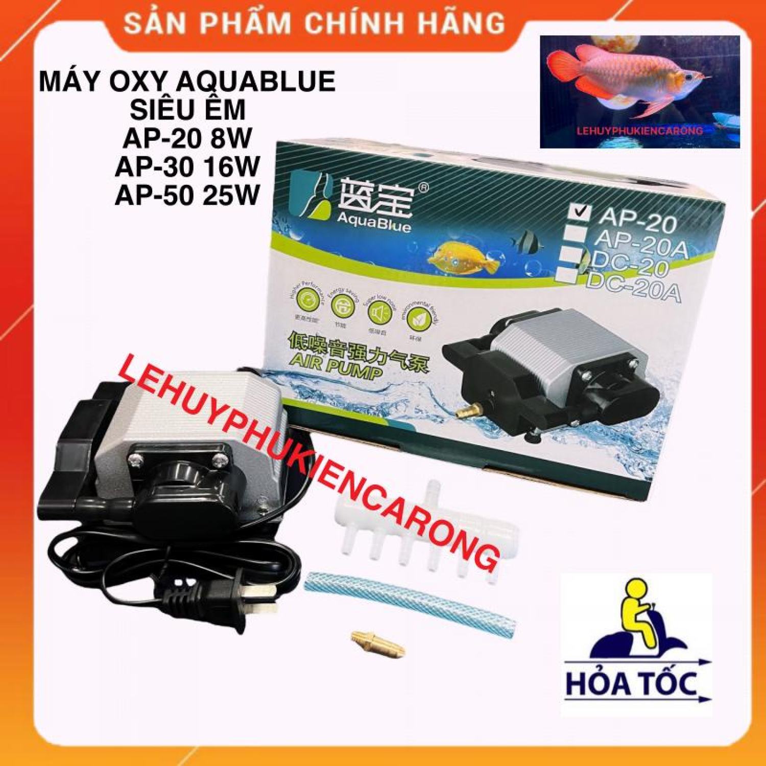 "hoàn tiền đến 10%" máy sủi oxy aquablue ap-20 8w, ap-30 16w, ap-50 25w