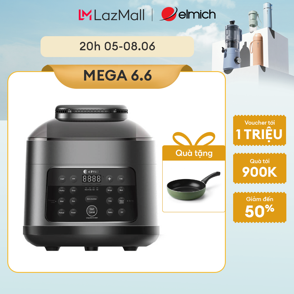 (MEGA 6.6)Nồi chiên không dầu kết hợp áp suất đa năng Elmich AFE-1808
