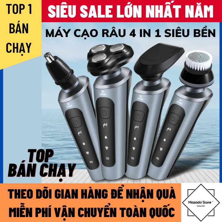 Máy cạo râu nam 4 in 1 đa năng tặng kèm bộ dụng cụ cạo khô cạo ướt máy cạo râu nam mini 4 trong 1 bảo hành 12 tháng, máy cạo râu, máy cạo râu nam kiêm tông đơ cắt tóc, tông đơ cắt tóc