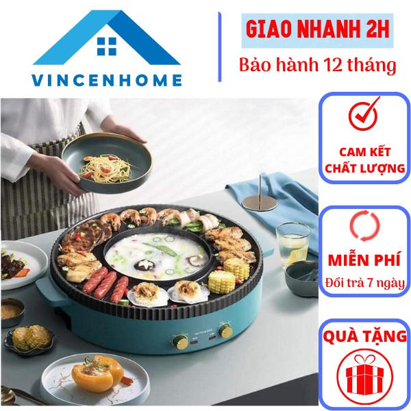 Nồi lẩu nướng đa năng _ Nồi lẩu nướng điện độc lập M2-PLUS _ Nồi lẩu nướng điện đa năng với 2 chức năng vừa ăn nướng vừa ăn lẩu rất tiện lợi cho các gia đình _ Công Suất Lớn 1350w - Có Nút Điều Chỉnh Nhiệt