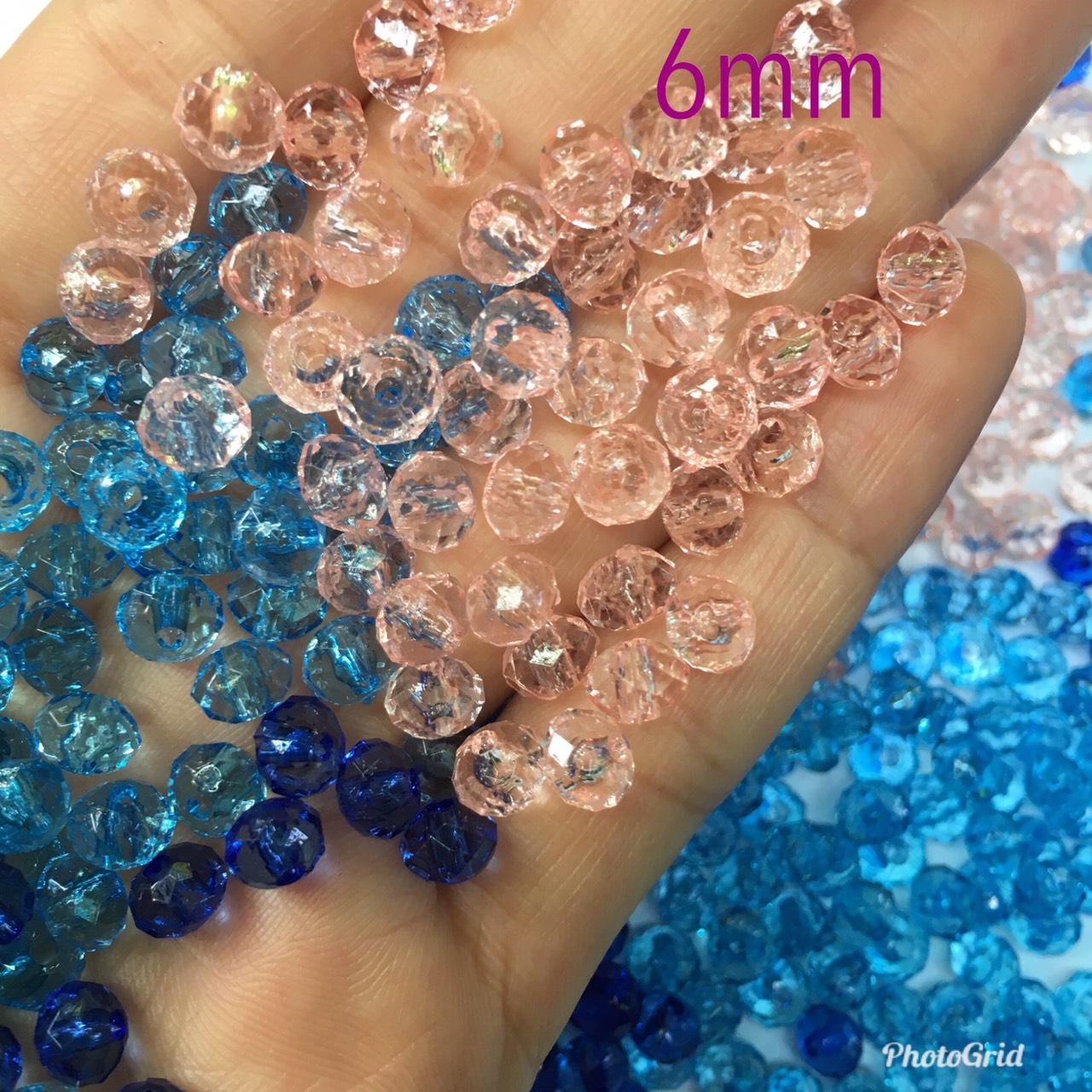 50 hạt nhựa giả phale tròn bẹp size 6mm mặt vát, chọn màu