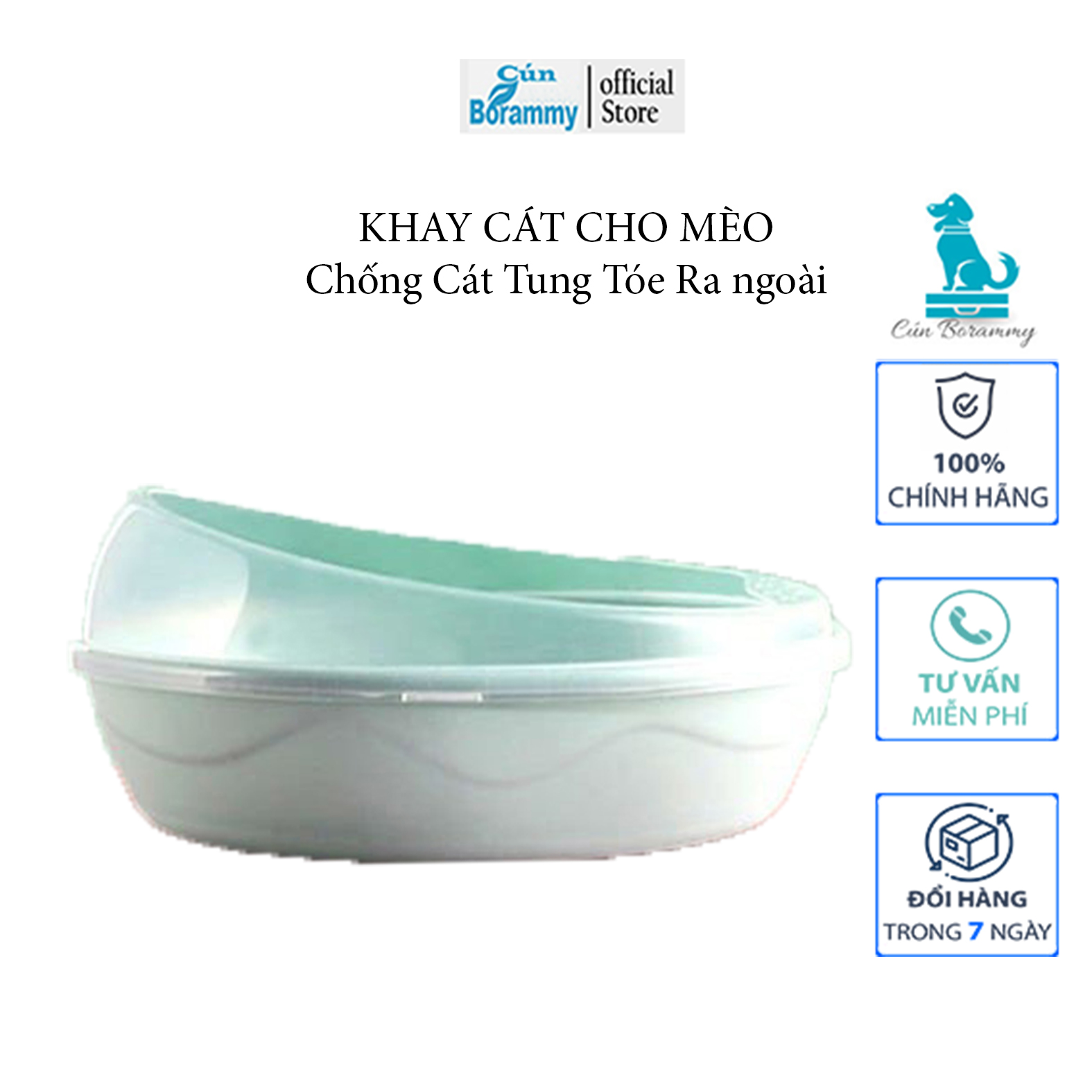 Xô cát cho mèo - Khay vệ sinh cho thú cưng có thành cao chống cát ra ngoài