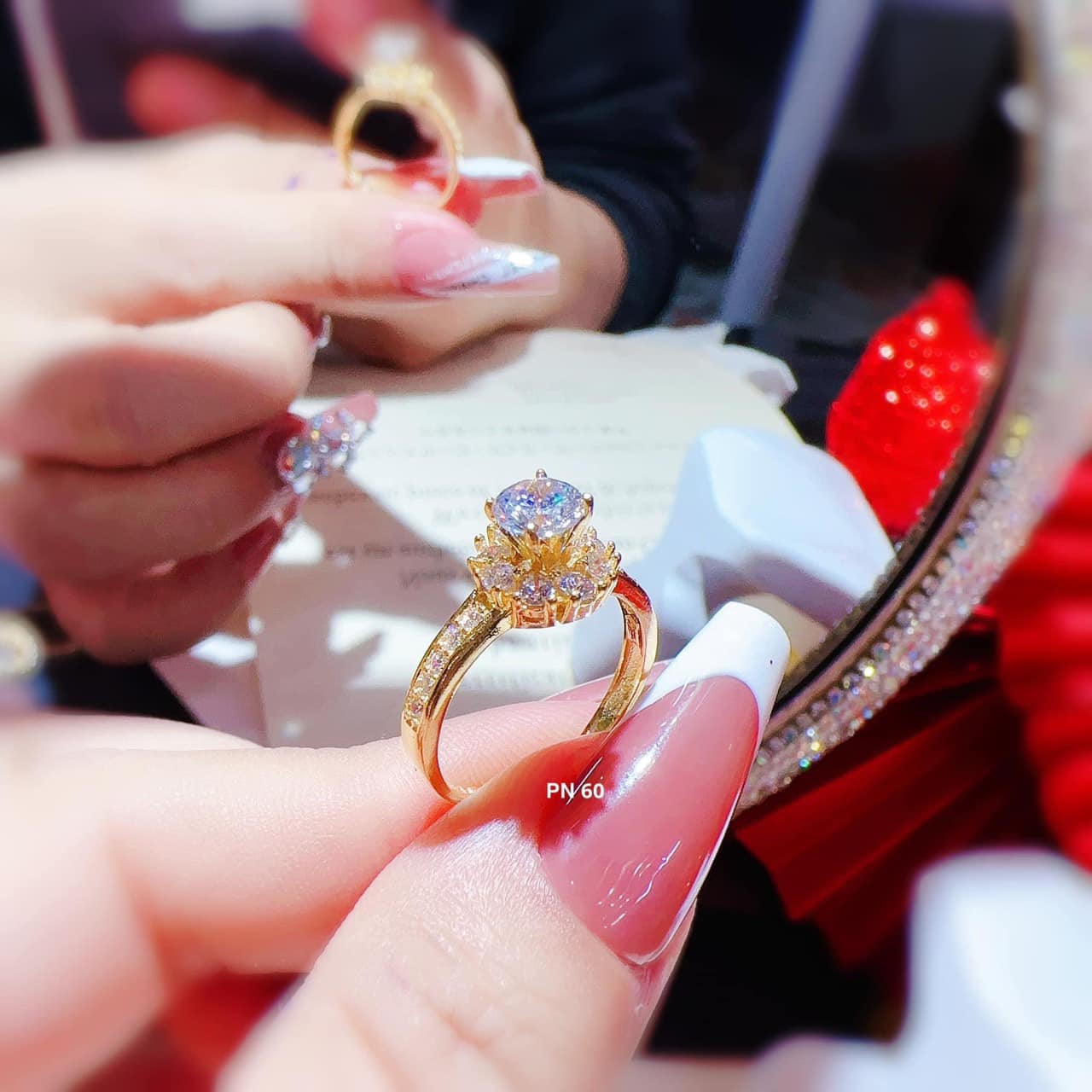 Nhẫn nữ vàng tây mặt đá cao cấp MS61d