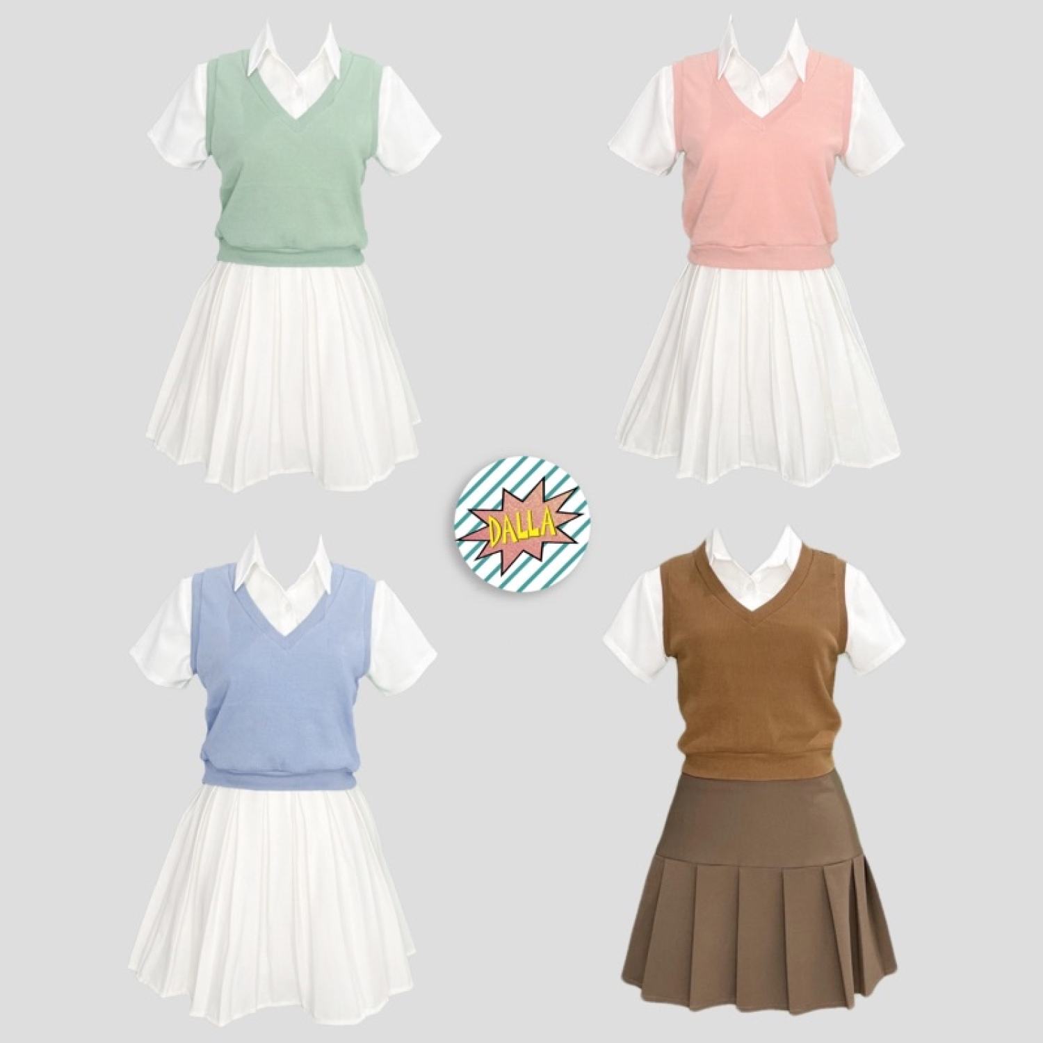 DALLA Áo gile croptop phom rộng màu trơn