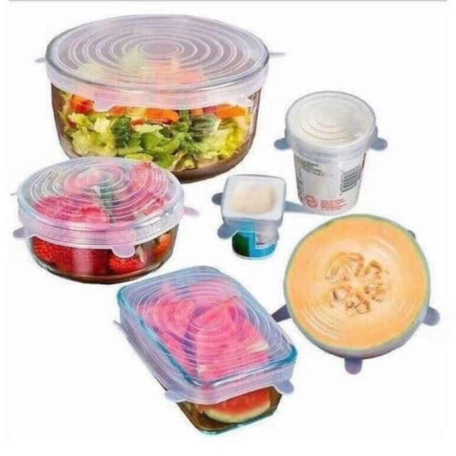 Set 6 miếng silicon bọc thức ăn siêu tiện ích