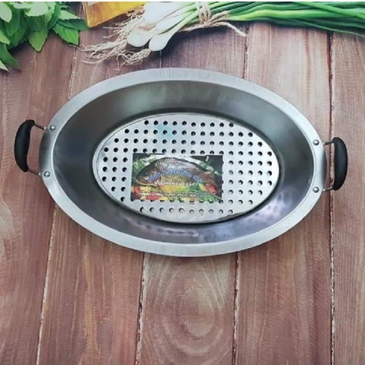 Khay om cá inox cao cấp, khay cá chép om dưa inox cao cấp, dụng cụ om cá - khay om cá đa năng inox cao cấp, bộ khay cá om dưa