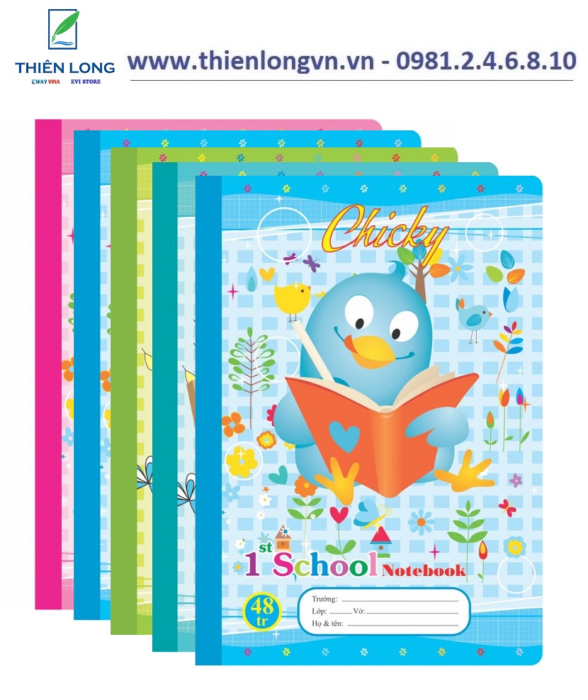 Lốc 5 quyển vở 4 ô ly chicky - 48 trang; klong 015