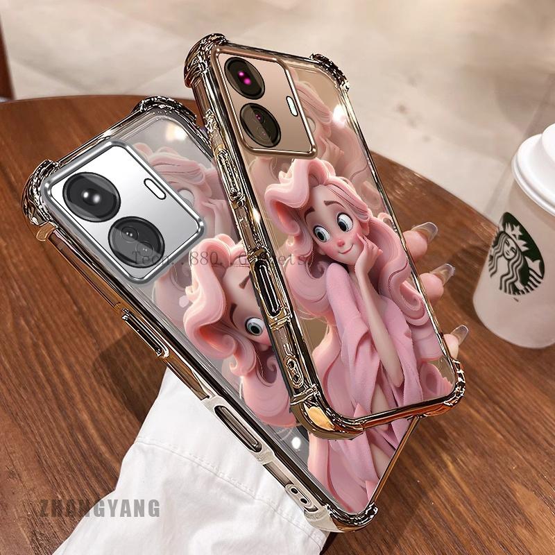 Ready Stock For Realme C55   Case Silicone Transparent Four Corners Shockproof Cartoon Anime Girl Soft TPU Shockproof Mobile Phone Case