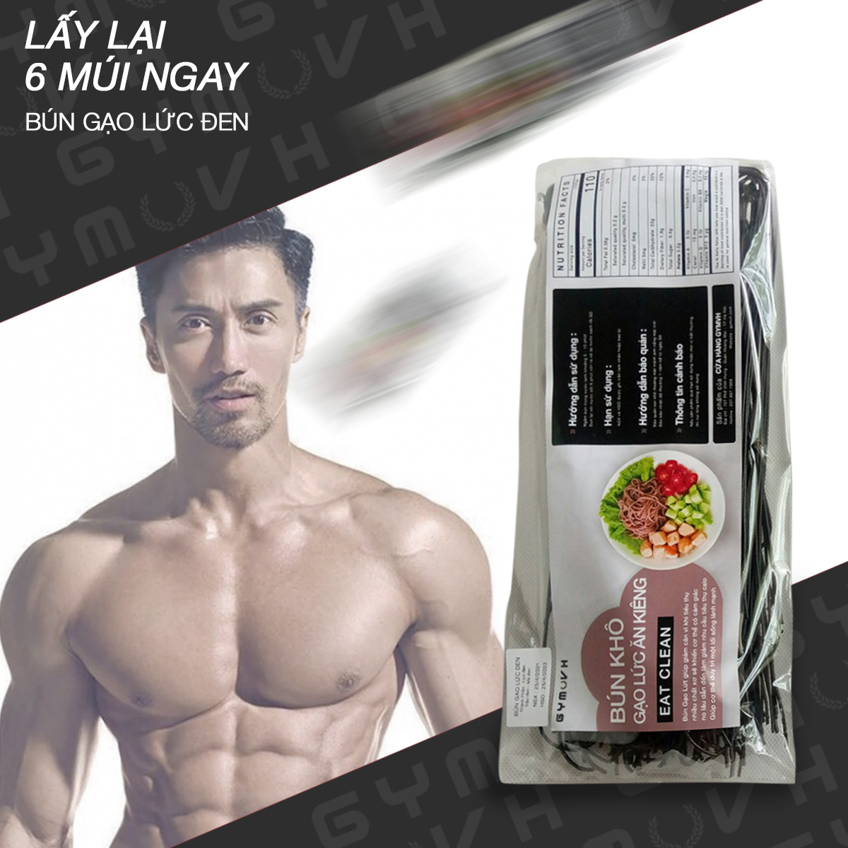 Bún Gạo Lức Đen 250g ăn kiêng giảm cân EAT LEAN 100% Gạo Lức - Mix Đậu Đen Và Hạt Mè Đen