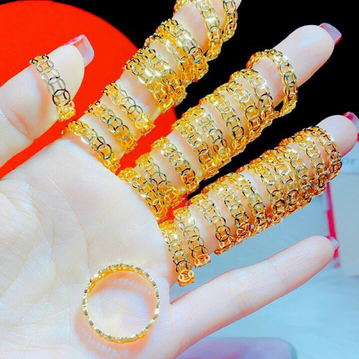 Nhẫn nữ kiểu kim tiền mạ vàng 24k cực đẹp