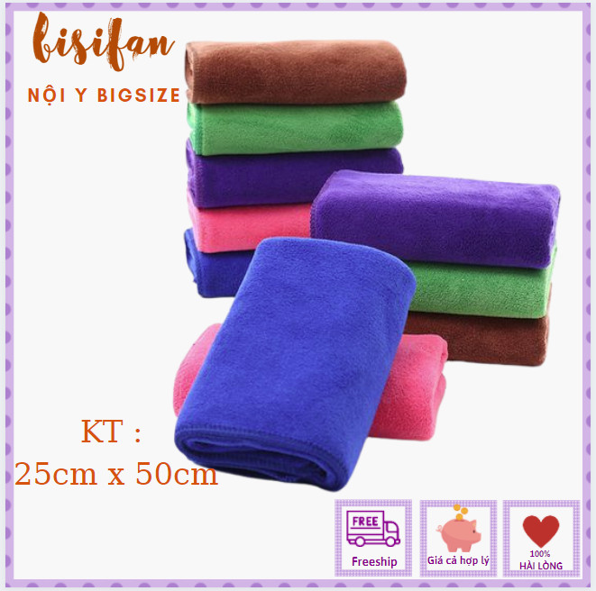 Set 5c khăn lau đa năng siêu thấm siêu mềm mịn, KT 25CM X 50CM lau tay lau xe, lau kính lau bàn lau bếp nail, spa không phai màu không sổ lông; bisifan