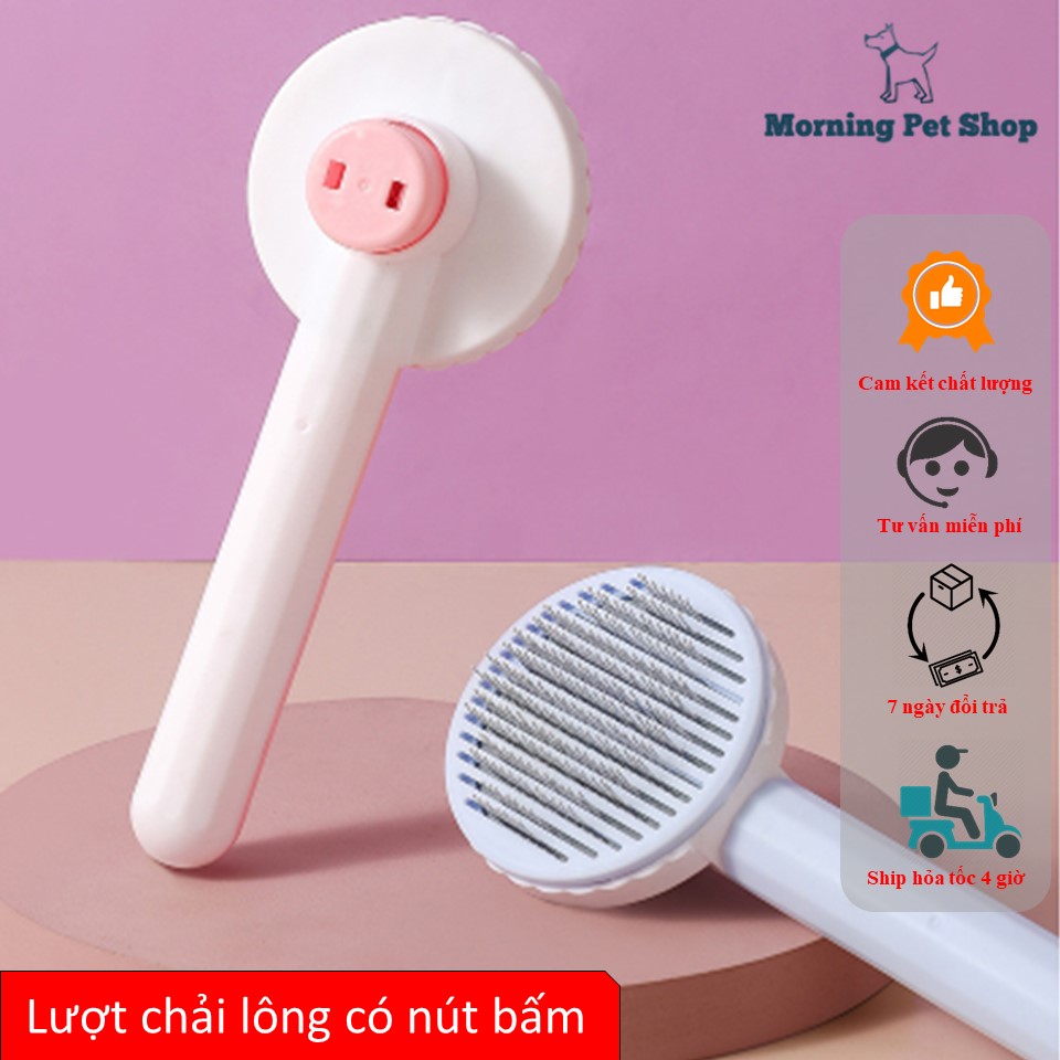 Siêu phẩm Lượt chải lông chó mèo có nút bấm lông - Lược kim chải lông có nút bấm gỡ lông