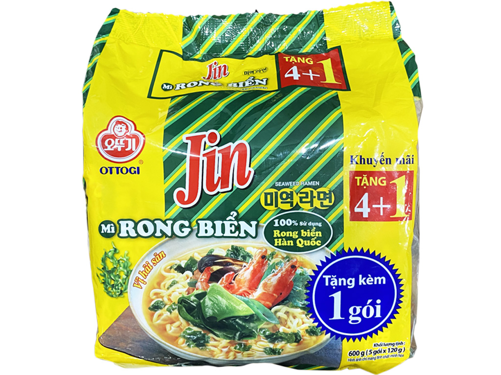 Lốc 5 gói mì rong biển Jin Ottogi 120gr