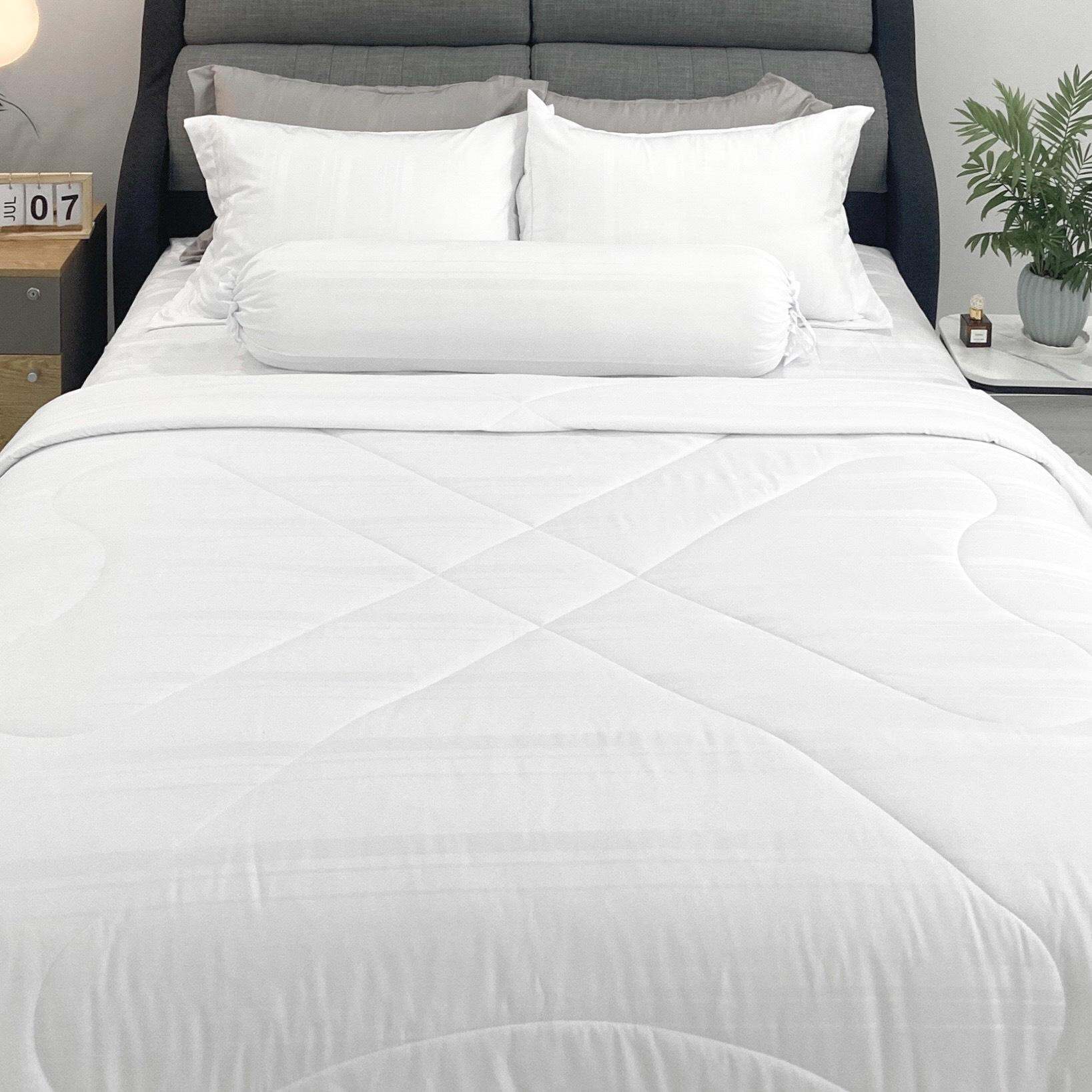 Bộ Drap, áo gối NIN Classic 140x200cmx30cm không kèm mền mẫu mới 2023 đủ màu trơn sọc ngang