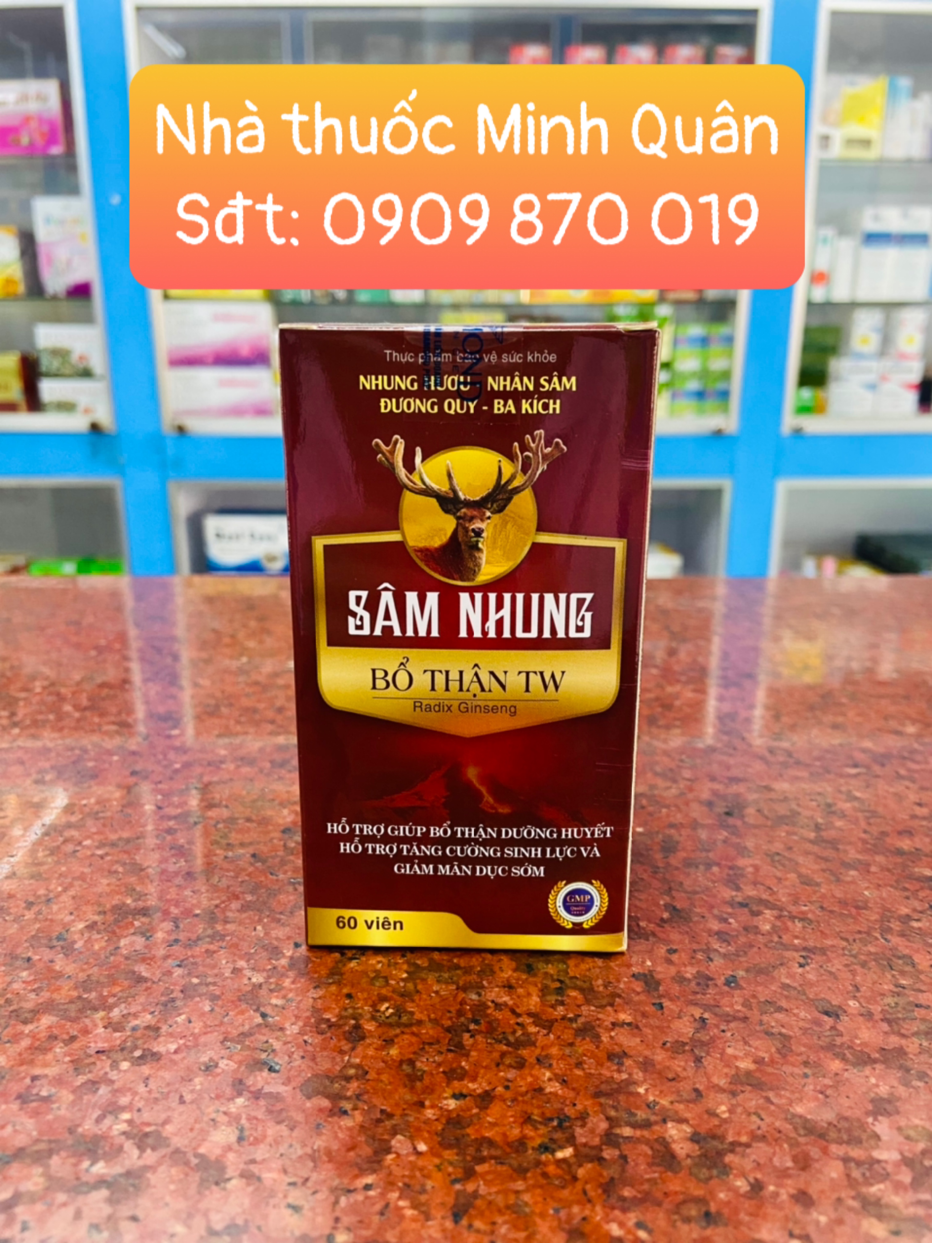 Sâm nhung bổ thân tw3 hộp 60 viên
